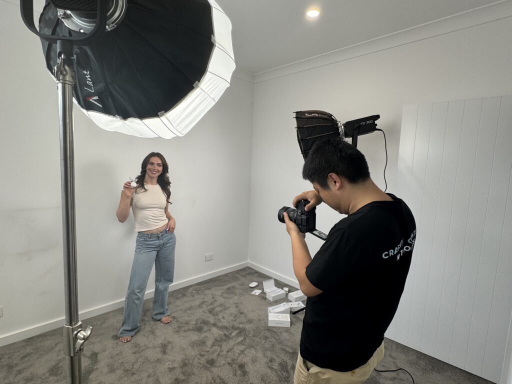 Donny Dong on set at a social media content shoot in Adelaide